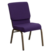 18.5"W Stacking Church Chair in Royal Purple Fabric - Gold Vein Frame