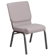 18.5"W Stacking Church Chair in Gray Dot Fabric - Silver Vein Frame