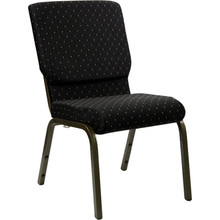 18.5"W Stacking Church Chair in Black Dot Patterned Fabric - Gold Vein Frame
