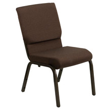 HERCULES Series 18.5''W Stacking Church Chair in Brown Fabric - Gold Vein Frame [FLF-XU-CH-60096-BN-GG]