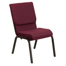 18.5"W Stacking Church Chair in Burgundy Patterned Fabric - Gold Vein Frame