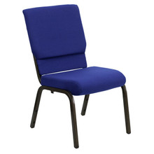18.5"W Stacking Church Chair in Navy Blue Fabric - Gold Vein Frame