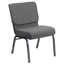 21"W Stacking Church Chair in Gray Fabric - Silver Vein Frame