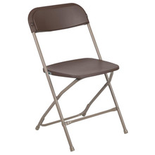 Hercules™ Series Plastic Folding Chair - - Brown - 650LB Weight Capacity Comfortable Event Chair - Lightweight Folding Chair [FLF-LE-L-3-BROWN-GG]