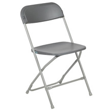 Gray Plastic Folding Chair  - 650lb Weight Capacity Comfortable Event Chair - Lightweight