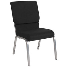 18.5"W Stacking Church Chair in Black Fabric - Silver Vein Frame