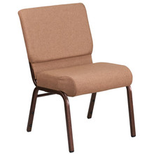 21"W Stacking Church Chair in Caramel Fabric - Copper Vein Frame
