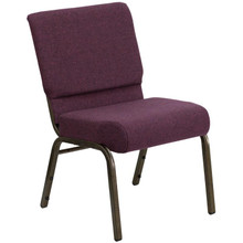 21"W Stacking Church Chair in Plum Fabric - Gold Vein Frame