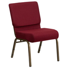 21"W Stacking Church Chair in Burgundy Fabric - Gold Vein Frame