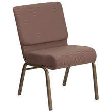 21"W Stacking Church Chair in Brown Dot Fabric - Gold Vein Frame