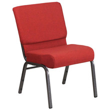 21"W Stacking Church Chair in Crimson Fabric - Silver Vein Frame