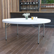 6-Foot Round Granite White Plastic Folding Table [FLF-DAD-YCZ-180R-GW-GG]