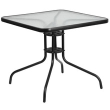 31.5'' Square Tempered Glass Metal Table