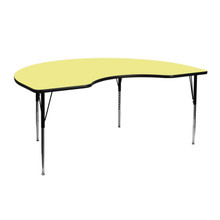 Wren 48''W x 72''L Kidney Yellow Thermal Laminate Activity Table - Standard Height Adjustable Legs [FLF-XU-A4872-KIDNY-YEL-T-A-GG]