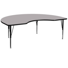 Wren 48''W x 72''L Kidney Grey Thermal Laminate Activity Table - Height Adjustable Short Legs [FLF-XU-A4872-KIDNY-GY-T-P-GG]