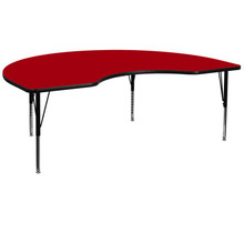 Wren 48''W x 72''L Kidney Red Thermal Laminate Activity Table - Height Adjustable Short Legs [FLF-XU-A4872-KIDNY-RED-T-P-GG]