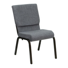 18.5"W Stacking Church Chair in Gray Fabric - Gold Vein Frame