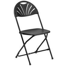 HERCULES Series 650 lb. Capacity Black Plastic Fan Back Folding Chair [FLF-LE-L-4-BK-GG]
