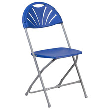 HERCULES Series 650 lb. Capacity Blue Plastic Fan Back Folding Chair [FLF-LE-L-4-BL-GG]