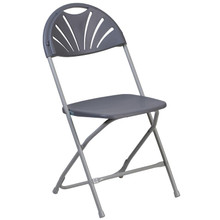 HERCULES Series 650 lb. Capacity Charcoal Plastic Fan Back Folding Chair [FLF-LE-L-4-CH-GG]