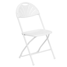 HERCULES Series 650 lb. Capacity White Plastic Fan Back Folding Chair [FLF-LE-L-4-WHITE-GG]