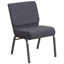 21"W Church Chair in Dark Gray Fabric - Silver Vein Frame