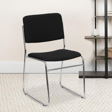 HERCULES Series 500 lb. Capacity Black Fabric High Density Stacking Chair with Chrome Sled Base [FLF-XU-8700-CHR-B-30-GG]