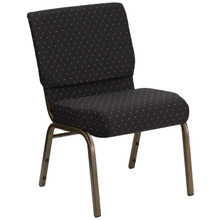 21"W Stacking Church Chair in Black Dot Patterned Fabric - Gold Vein Frame