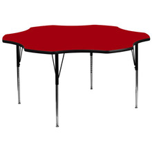 Wren 60'' Flower Red Thermal Laminate Activity Table - Standard Height Adjustable Legs [FLF-XU-A60-FLR-RED-T-A-GG]