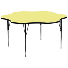 Wren 60'' Flower Yellow Thermal Laminate Activity Table - Standard Height Adjustable Legs [FLF-XU-A60-FLR-YEL-T-A-GG]