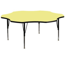 Wren 60'' Flower Yellow Thermal Laminate Activity Table - Height Adjustable Short Legs [FLF-XU-A60-FLR-YEL-T-P-GG]