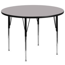 Wren 60'' Round Grey Thermal Laminate Activity Table - Standard Height Adjustable Legs [FLF-XU-A60-RND-GY-T-A-GG]