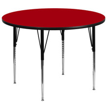 Wren 60'' Round Red Thermal Laminate Activity Table - Standard Height Adjustable Legs [FLF-XU-A60-RND-RED-T-A-GG]