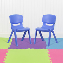 2 Pack Blue Plastic Stackable School Chair with 15.5" Seat Height [FLF-2-YU-YCX-005-BLUE-GG]