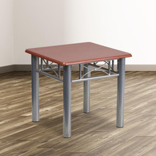Mahogany Laminate End Table with Silver Steel Frame [FLF-JB-5-END-MAH-GG]