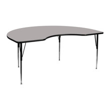 Wren 48''W x 72''L Kidney Grey HP Laminate Activity Table - Standard Height Adjustable Legs [FLF-XU-A4872-KIDNY-GY-H-A-GG]