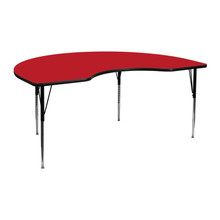 Wren 48''W x 72''L Kidney Red HP Laminate Activity Table - Standard Height Adjustable Legs [FLF-XU-A4872-KIDNY-RED-H-A-GG]