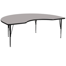 Wren 48''W x 72''L Kidney Grey HP Laminate Activity Table - Height Adjustable Short Legs [FLF-XU-A4872-KIDNY-GY-H-P-GG]