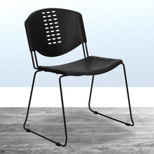 HERCULES Series 400 lb. Capacity Black Plastic Stack Chair with Black Frame [FLF-RUT-NF02-BK-GG]