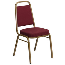 Burgundy Trapezoidal Back Stacking Banquet Chair with Gold Frame