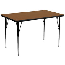 Wren 36''W x 72''L Rectangular Oak HP Laminate Activity Table - Standard Height Adjustable Legs [FLF-XU-A3672-REC-OAK-H-A-GG]