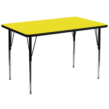Wren 36''W x 72''L Rectangular Yellow HP Laminate Activity Table - Standard Height Adjustable Legs [FLF-XU-A3672-REC-YEL-H-A-GG]
