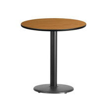24'' Round Natural Laminate Table Top with 18'' Round Table Height Base [FLF-XU-RD-24-NATTB-TR18-GG]