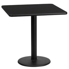 24'' Square Black Laminate Table Top with 18'' Round Table Height Base [FLF-XU-BLKTB-2424-TR18-GG]