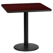 24'' Square Mahogany Laminate Table Top with 18'' Round Table Height Base [FLF-XU-MAHTB-2424-TR18-GG]