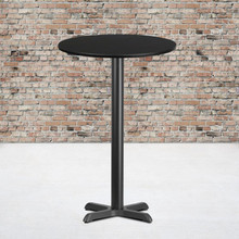 24'' Round Black Laminate Table Top with 22'' x 22'' Bar Height Table Base [FLF-XU-RD-24-BLKTB-T2222B-GG]