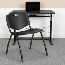 HERCULES Series 880 lb. Capacity Black Plastic Stack Chair [FLF-RUT-D01-BK-GG]