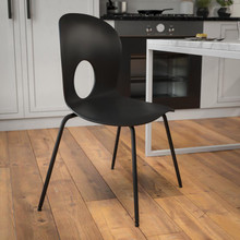 HERCULES Series 770 lb. Capacity Designer Black Plastic Stack Chair with Black Frame [FLF-RUT-NC258-BK-GG]