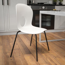 HERCULES Series 770 lb. Capacity Designer White Plastic Stack Chair with Black Frame [FLF-RUT-NC258-WHITE-GG]