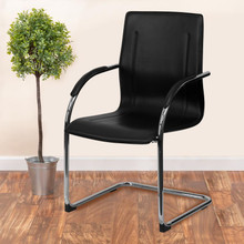Black Vinyl Side Reception Chair with Chrome Sled Base [FLF-BT-509-BK-GG]